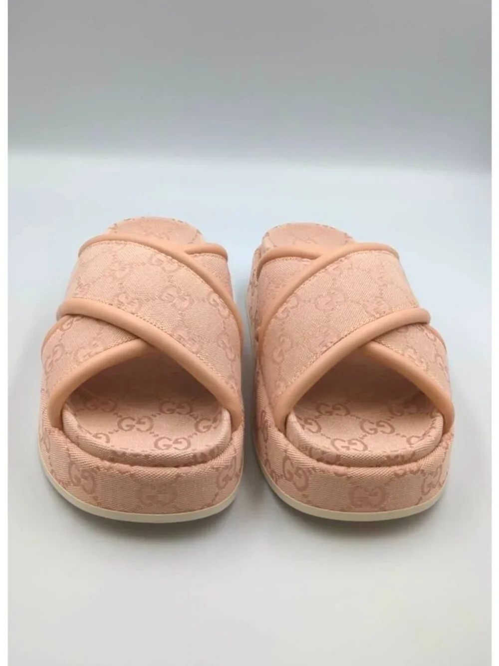 Gucci Monogram GG Calfskin Angelina Platform Sandals Light Pink EU37 816798